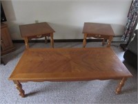 3pc. Press Oak Coffee Table & Matching End Table