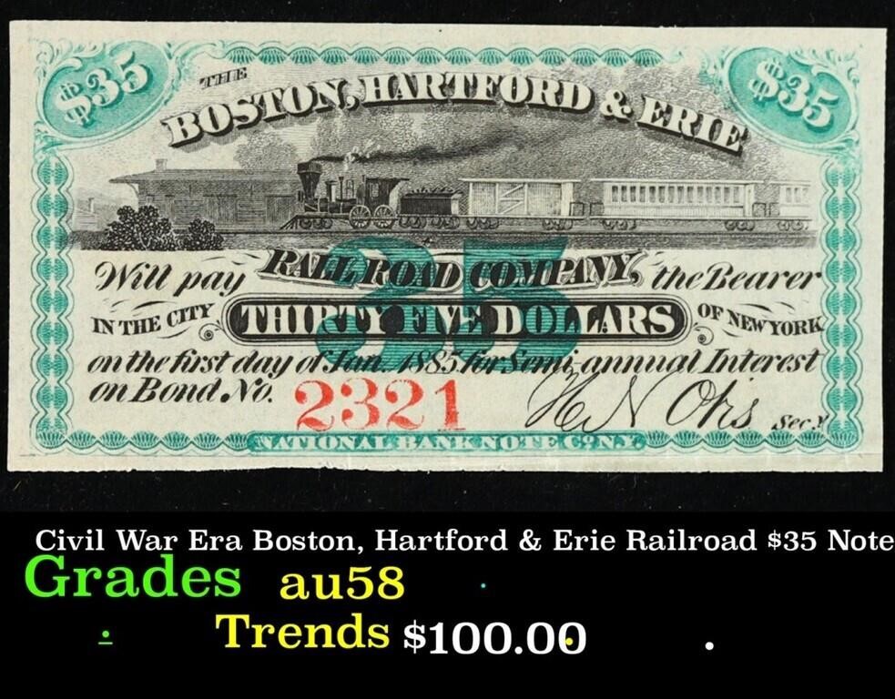 Civil War Era Boston, Hartford & Erie Railroad $35