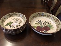 Lot of 5 decorative ceramic bowls with one large