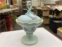 VINTAGE HULL BLUE SERENADE URN W/ COVER