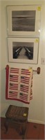 4 PIECE LOT, 2 PHOTOGRAPHS SIGNED, AMERICAN FLAG