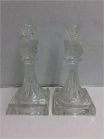 Pair of Glass Swan Candlesticks