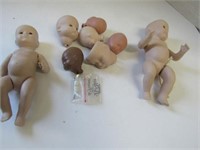 Porcelain Doll Parts Mostly Heads