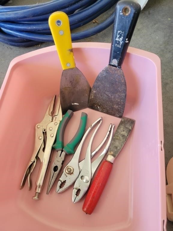 Lot of Puddy Knives, Wrenches, Vise Grip