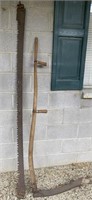 Antique Scythe & 2 Man Saw (Handles Broke Off) 2