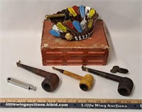 Cigar Box w Pipes/Pipe Cleaners/Pipe Holder