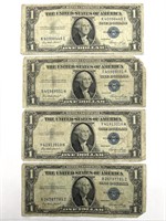 (4) Series 1935 E Silver Certificate Dollar Bills