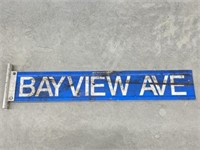 Blue Road Sign - Bayview Ave 37 X 6 1/4