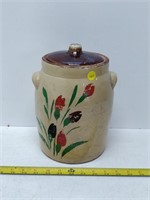 hang painted crock with lid