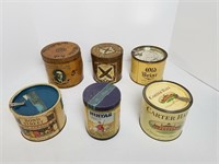 6 Vintage Round Tobacco Tins