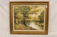 L. Wells Oil on Canvas Landscape Painting