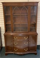 Mahogany Breakfront with glass top over 3