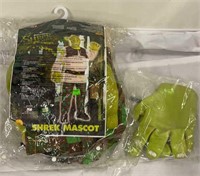 Adult Shrek mascot costume and gloves