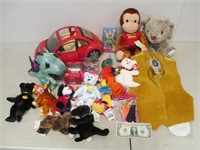 Lot of Assorted Toys - Beanie Babies, Curious