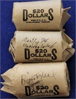3 Rolls of Ike Dollars