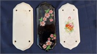 3 antique porcelain push plates for the door, one