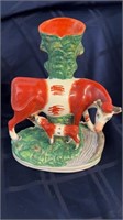 Antique Staffordshire pottry cow spill vase ,