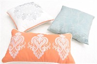 (3) Decor Throw Pillows w/ Embroidered Designs