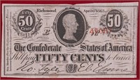 1863 CSA 50 Cents Note