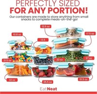 EatNeat 10-Pack Deluxe Glass Food Storage Containe