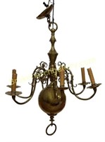 Georgian Style Six-Light Brass Chandelier