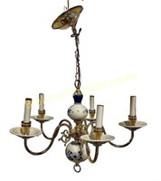 Blue and White Delft Style Chandelier
