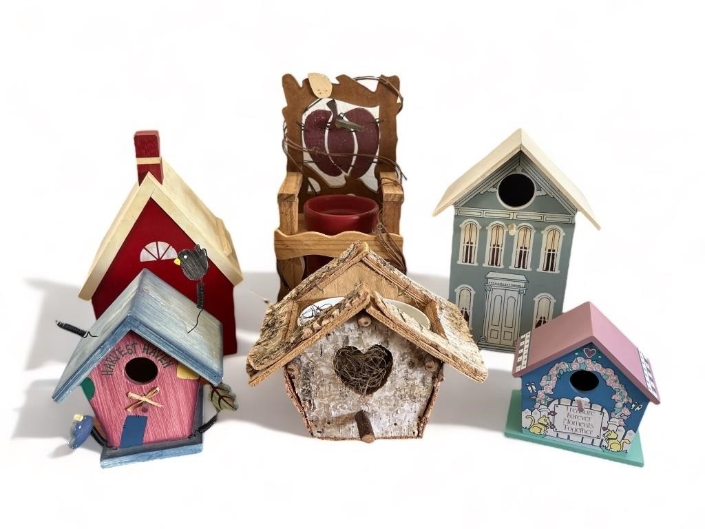 Group of bird houses & planters
Tallest is 12”