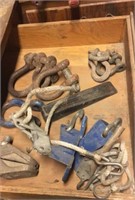 Assorted clamps and wedge