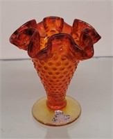 Orange hobnail Vase 4 Inches