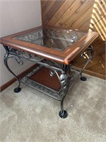 26” x 26” rod iron glass top end table