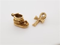 2 14kt gold charms or pendants 4 grams total weigh