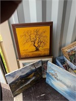 Lot of oil painting & prints in sea container