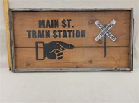 Wooden Railroad Station Sign