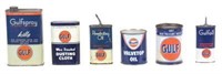 Grouping of 6 Gulf Oil Cans