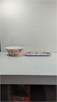 Melamine Southern Floral Serving Bowl and Tray