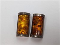 .925 Sterling Baltic Amber Clip On Earrings