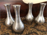(4) Silver Bud Vases