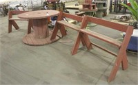 54" Wood Spool w/(3) Benches Approx 41"x26"x35" &