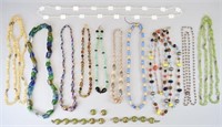 Grouping of Glass and Stone Bead Necklaces