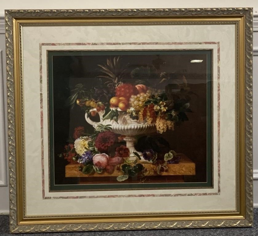 Grecian Fruit print 40 1/4”x36 3/4” Framed