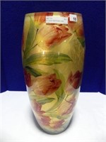 14.5" GLASS AND FLORAL VASE