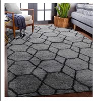 Bedroom Living Room Area Rug 5x8, Grey and Black