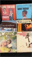 Vintage vinyl albums, Frank Fontaine, and various