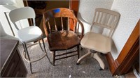 Metal swivel office chair, antique armed chair