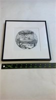 Signed Diane Jung framed stippiling print