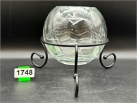 Heavy Swirled Glass centerpiece Bowl on Stand