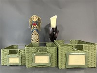 2 Candle Holders & 3 Photo Frame Baskets