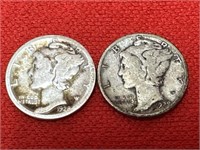 1928-S & 1929 Mercury Silver Dimes