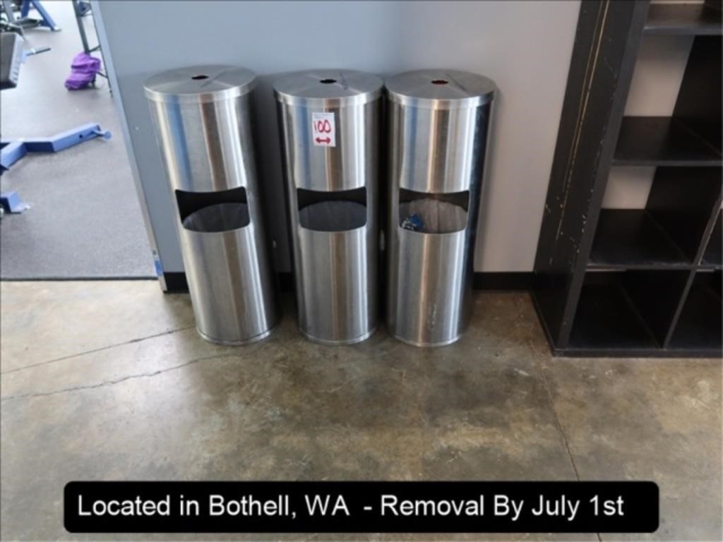 LOT, (3) SS TRASH CANS