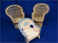 Wicker and Rattan Doll Chairs